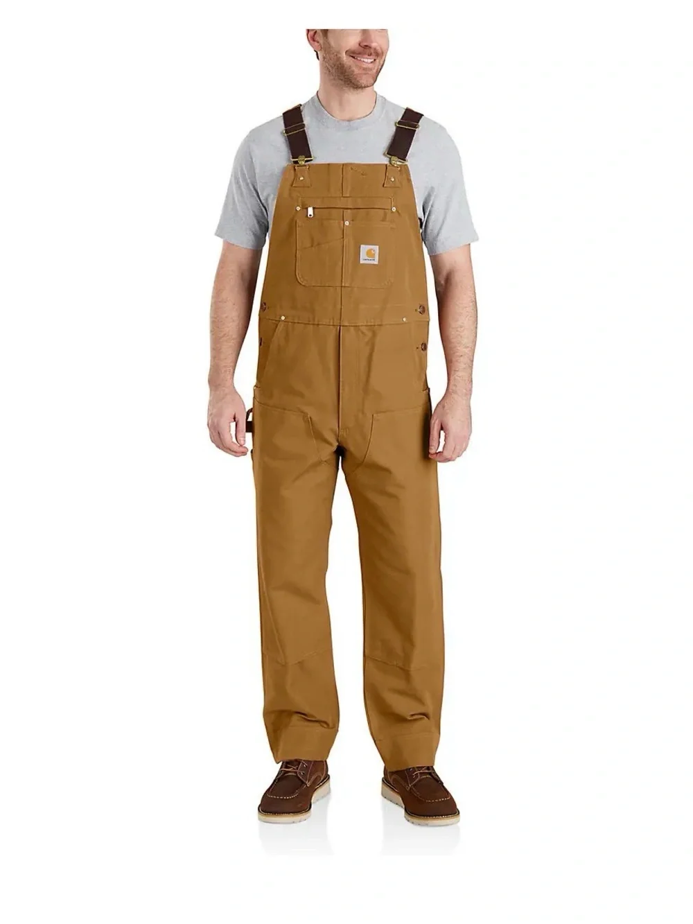 Carhartt Brown Bib Overalls with Black Straps